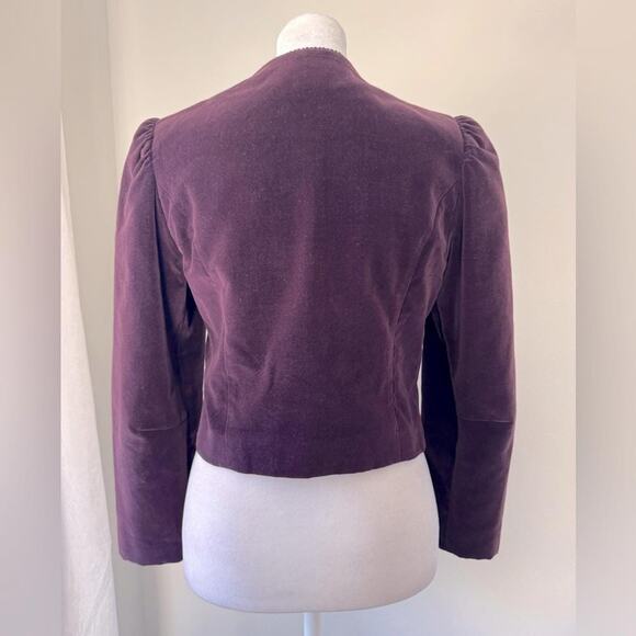 Vintage ‘80s J. Ashford Purple Velvet Cropped Open Front Jacket - Picture 6 of 7